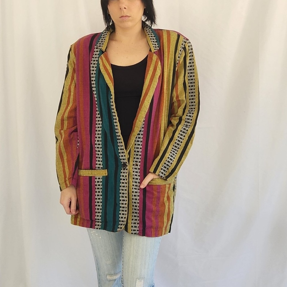 Pink, Orange, and Green Funky Cotton Blazer